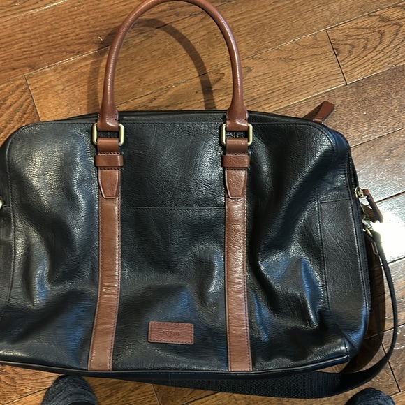 Unisex Fossil Leather Briefcase - Black/Brown- Excellent Condition - Picture 14 of 15